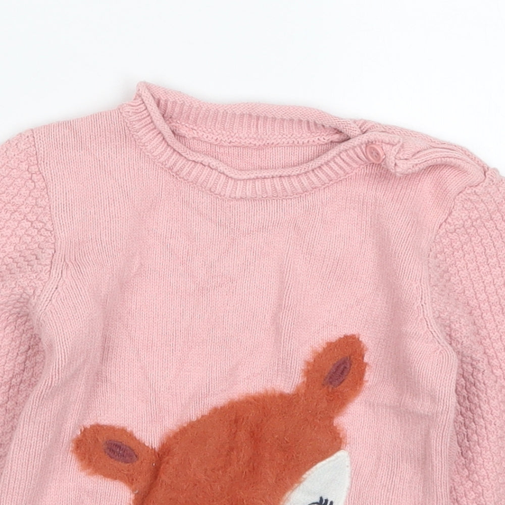 Nutmeg Girls Pink   Pullover Jumper Size 12-18 Months  - Fox