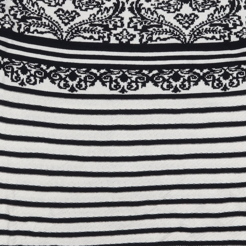 TU Womens White Striped Knit Pullover Jumper Size 14  - Black