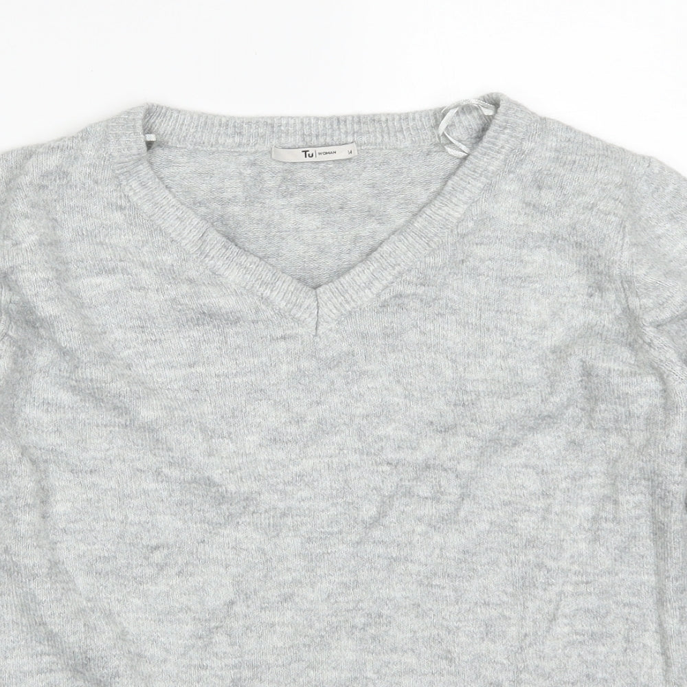 TU Womens Grey  Knit Pullover Jumper Size 14