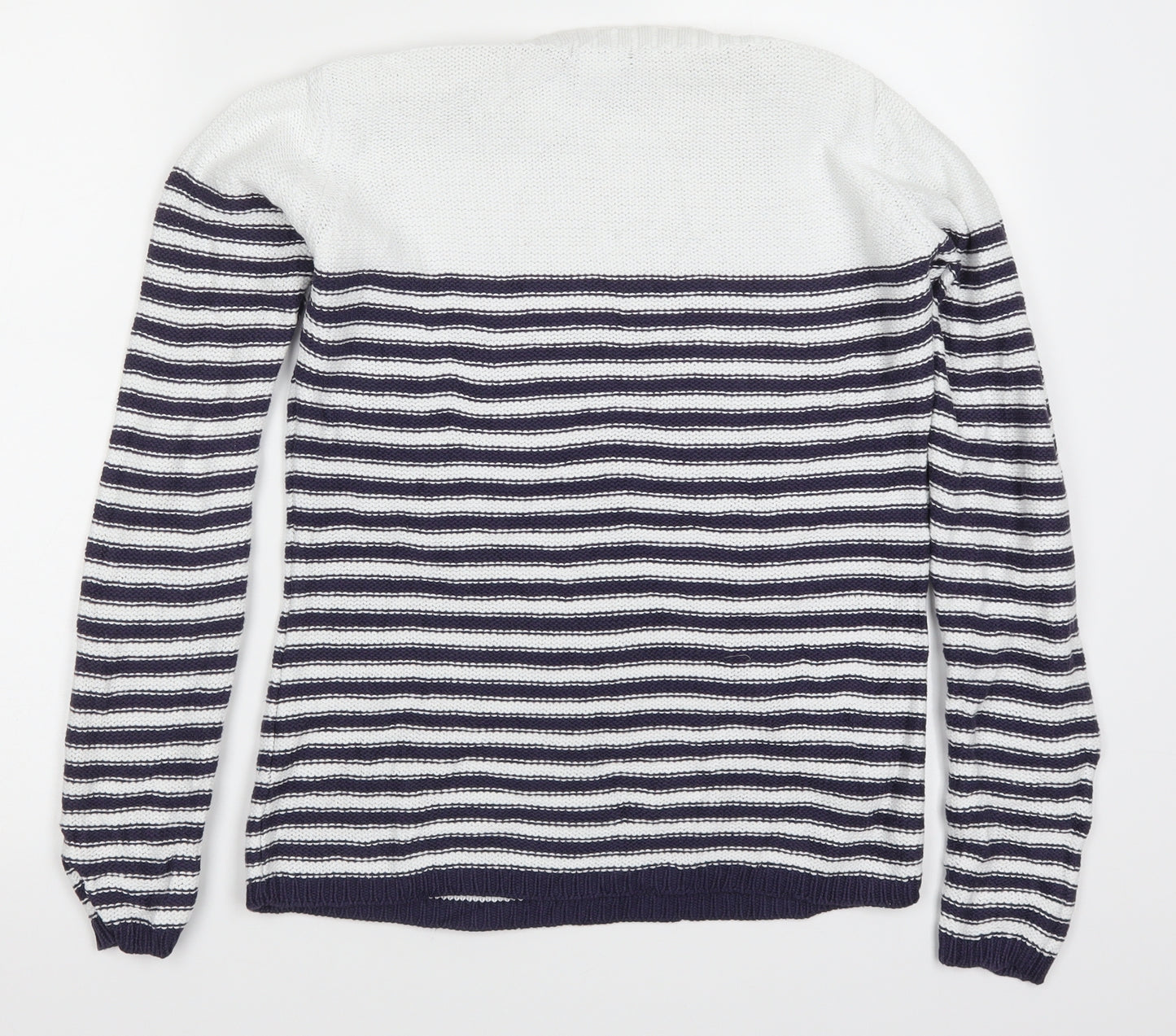 Redoute Womens Blue Striped Knit Pullover Jumper Size 10