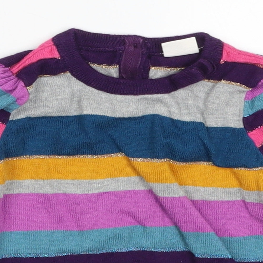H&M Girls Multicoloured Striped  Pullover Jumper Size 9-12 Months