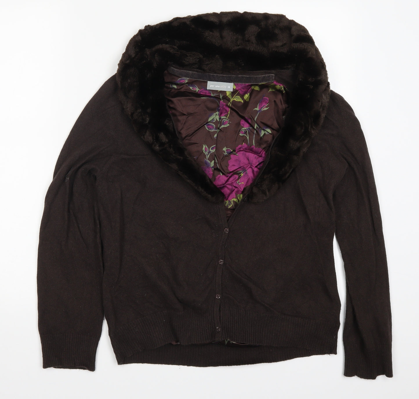 Per Una Womens Brown   Cardigan Jumper Size 16