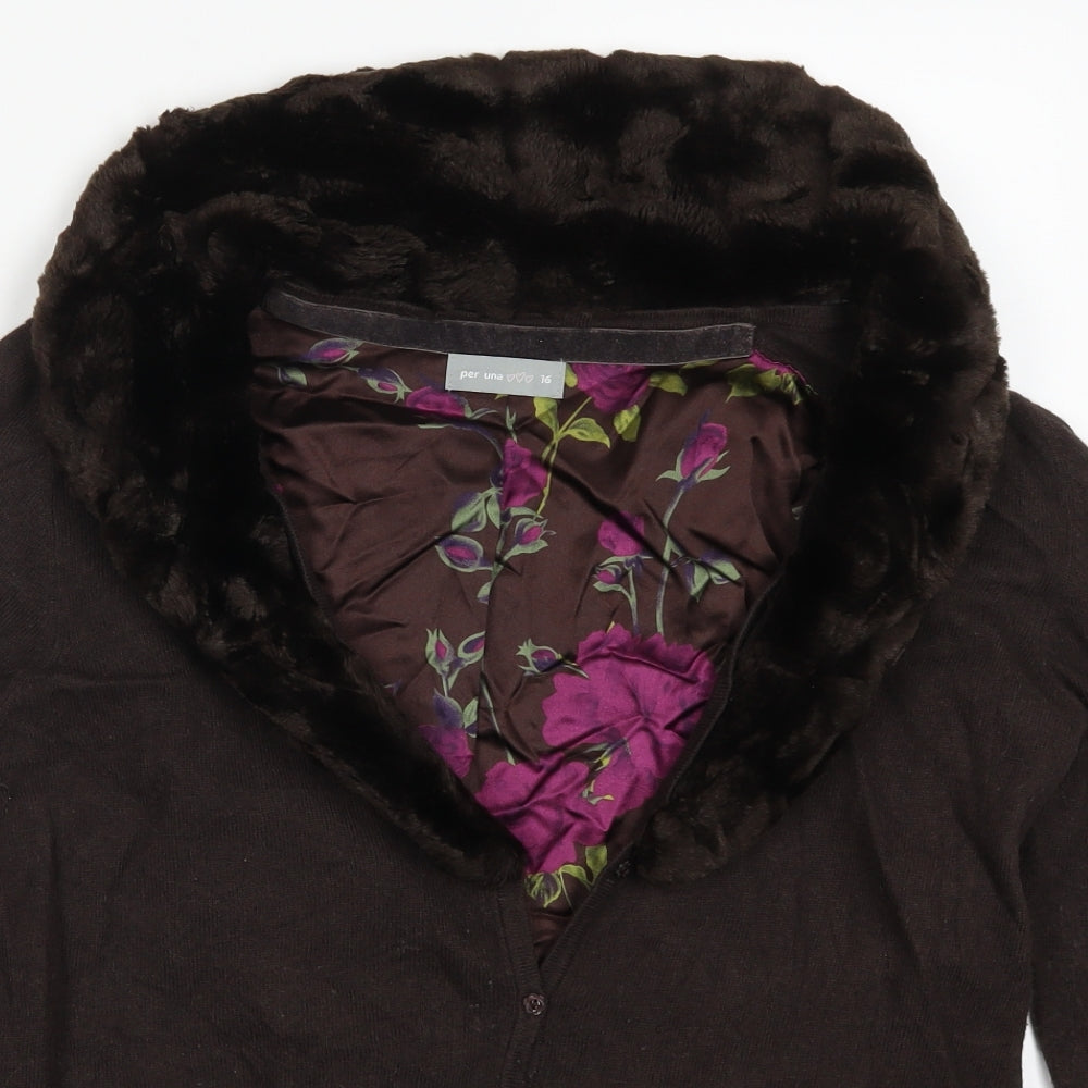 Per Una Womens Brown   Cardigan Jumper Size 16