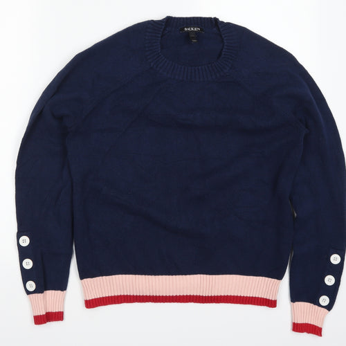 Baukjen Womens Blue Striped Knit Pullover Jumper Size 10