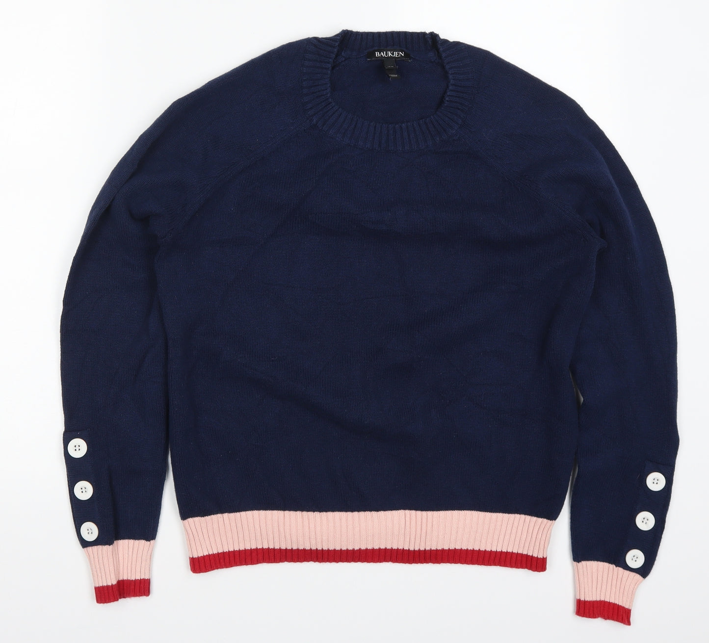 Baukjen Womens Blue Striped Knit Pullover Jumper Size 10