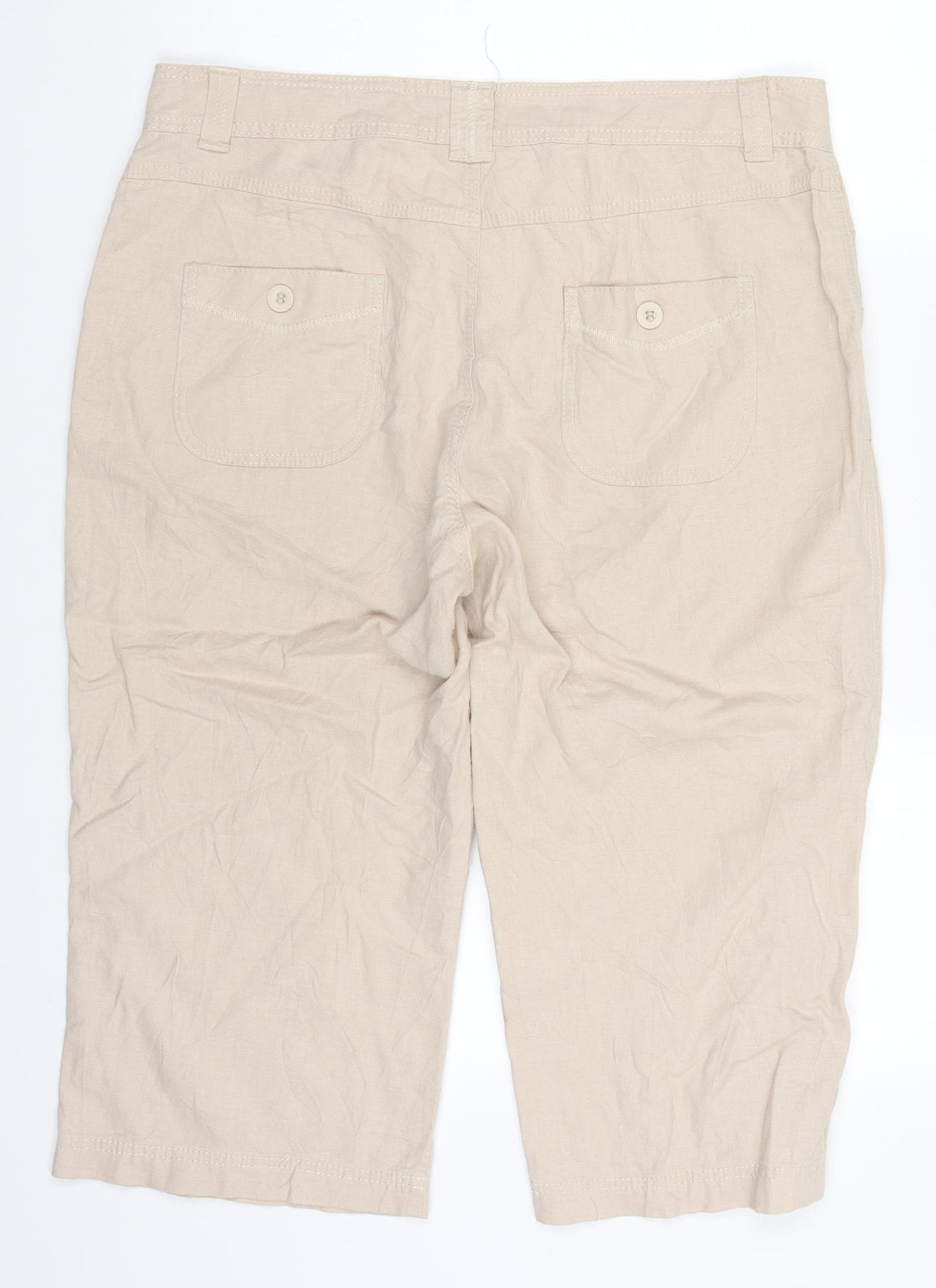 Marks and Spencer Womens Beige   Cropped Trousers Size 16