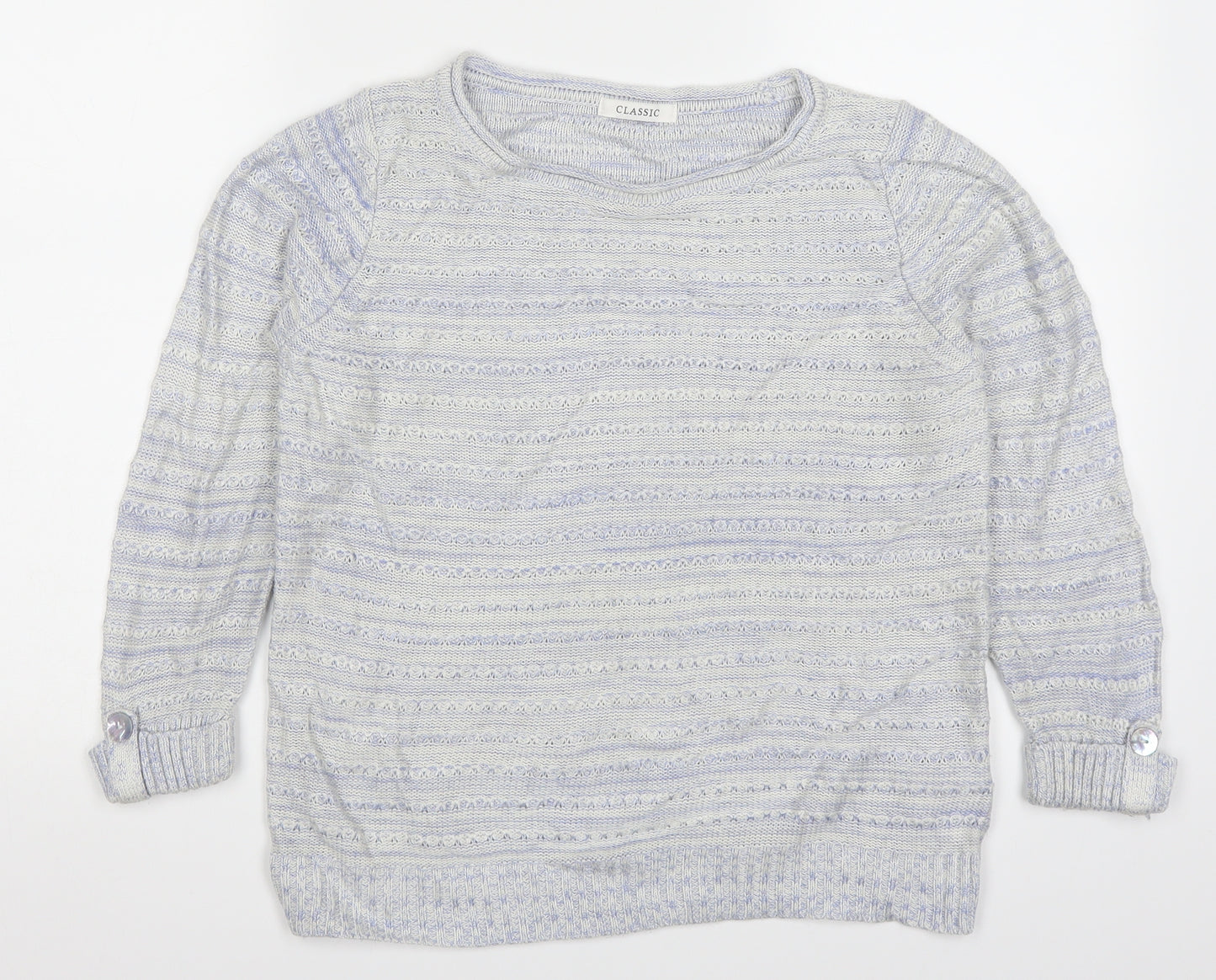 Marks and Spencer Womens Blue Striped Knit Pullover Jumper Size 8