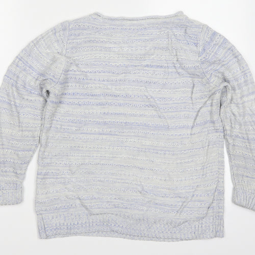 Marks and Spencer Womens Blue Striped Knit Pullover Jumper Size 8