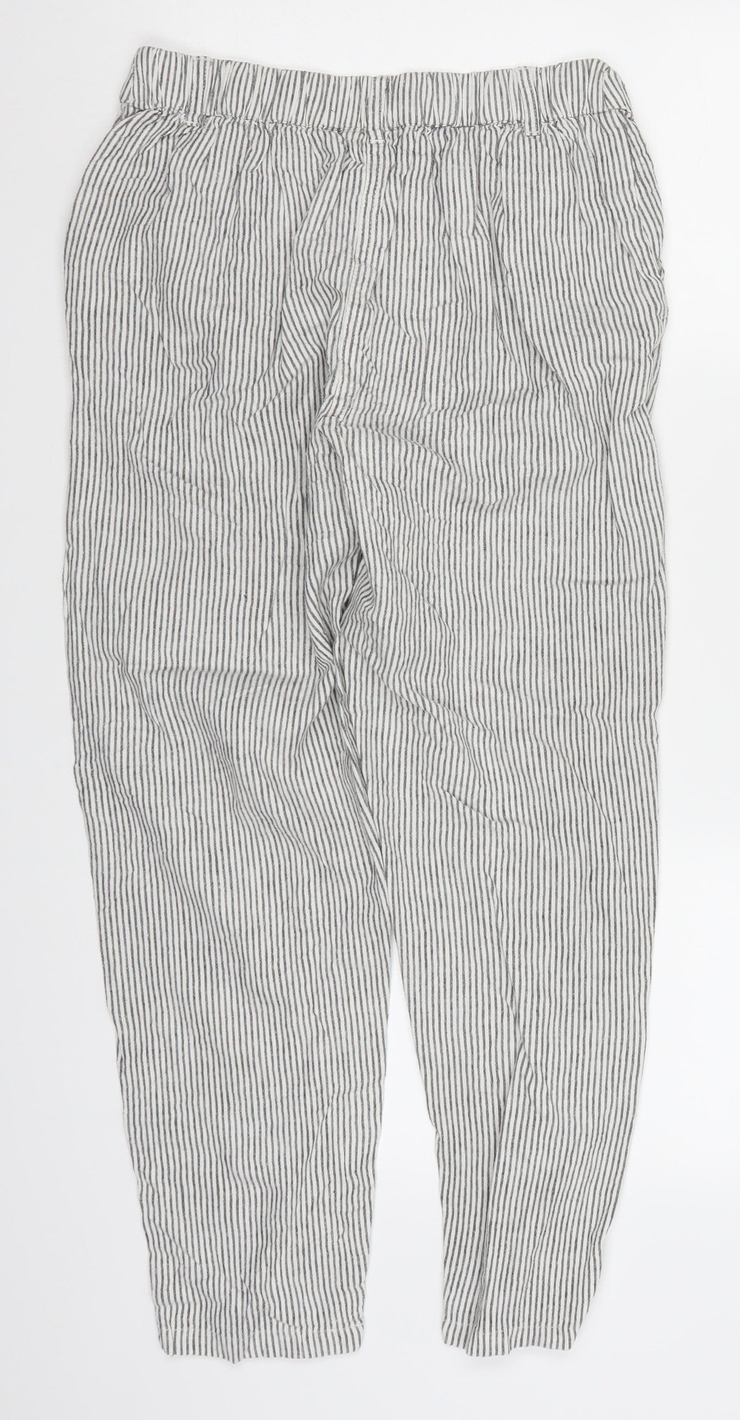 New Look Womens Grey Striped  Trousers  Size 8 L25 in