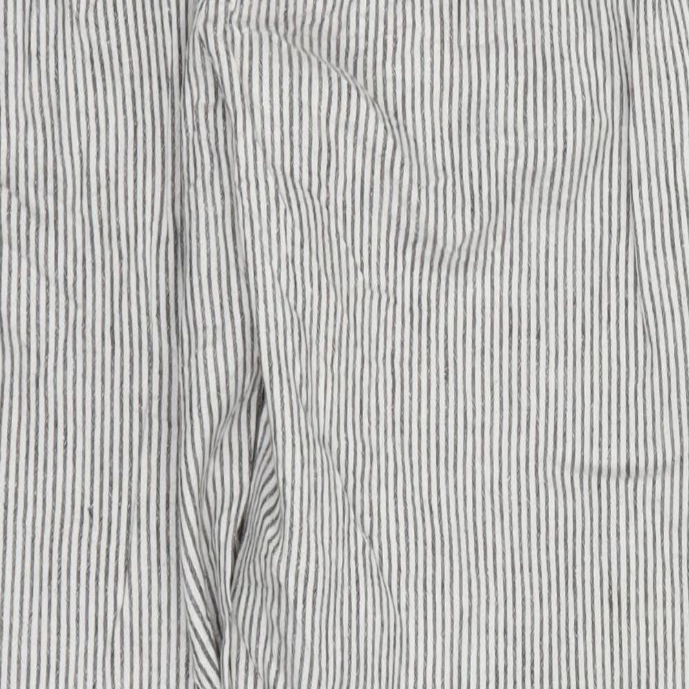 New Look Womens Grey Striped  Trousers  Size 8 L25 in
