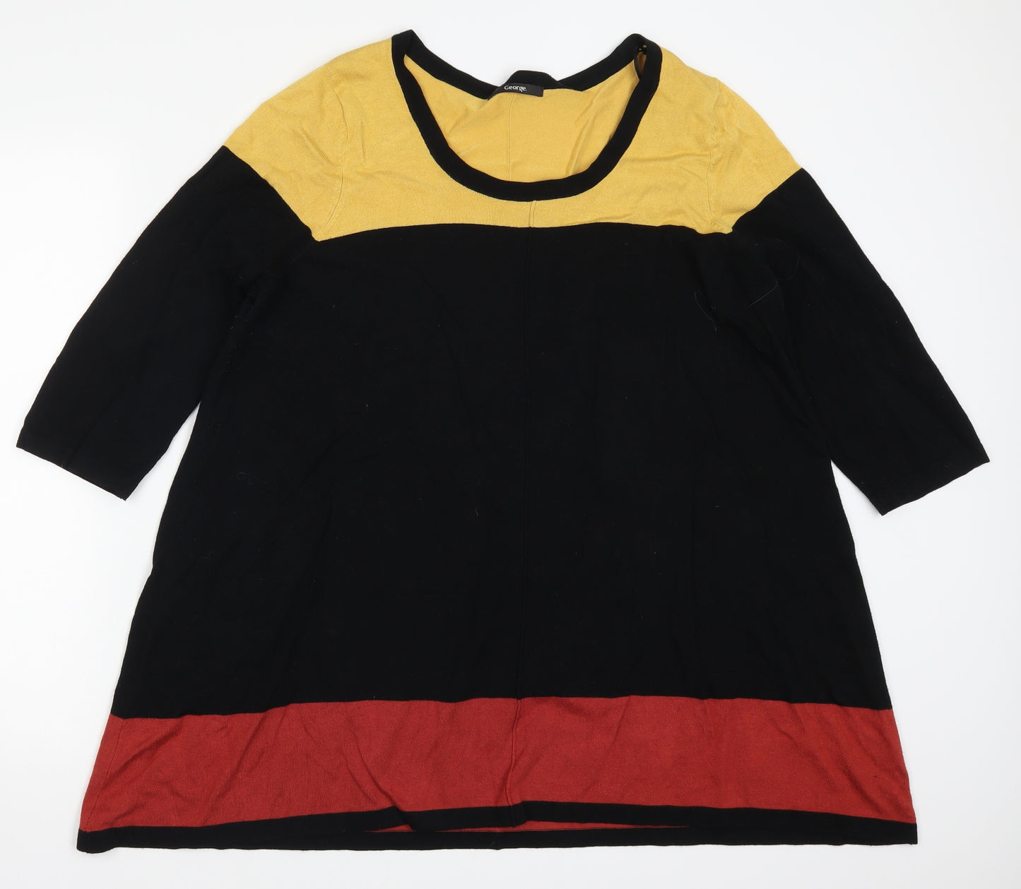 George Womens Yellow Striped  Pullover Jumper Size 24  - Red