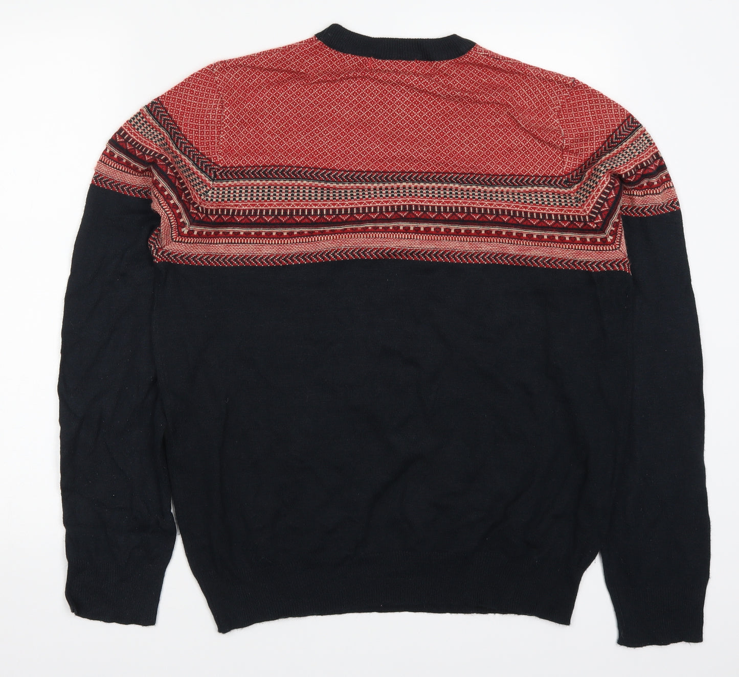Cedar Wood State Mens Red Geometric  Pullover Jumper Size M