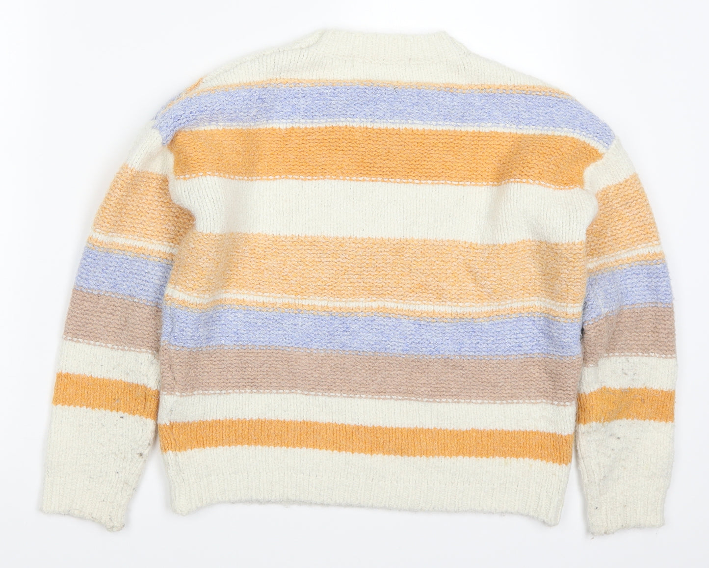 Out of the Mist Womens Orange Striped Knit Pullover Jumper Size XS