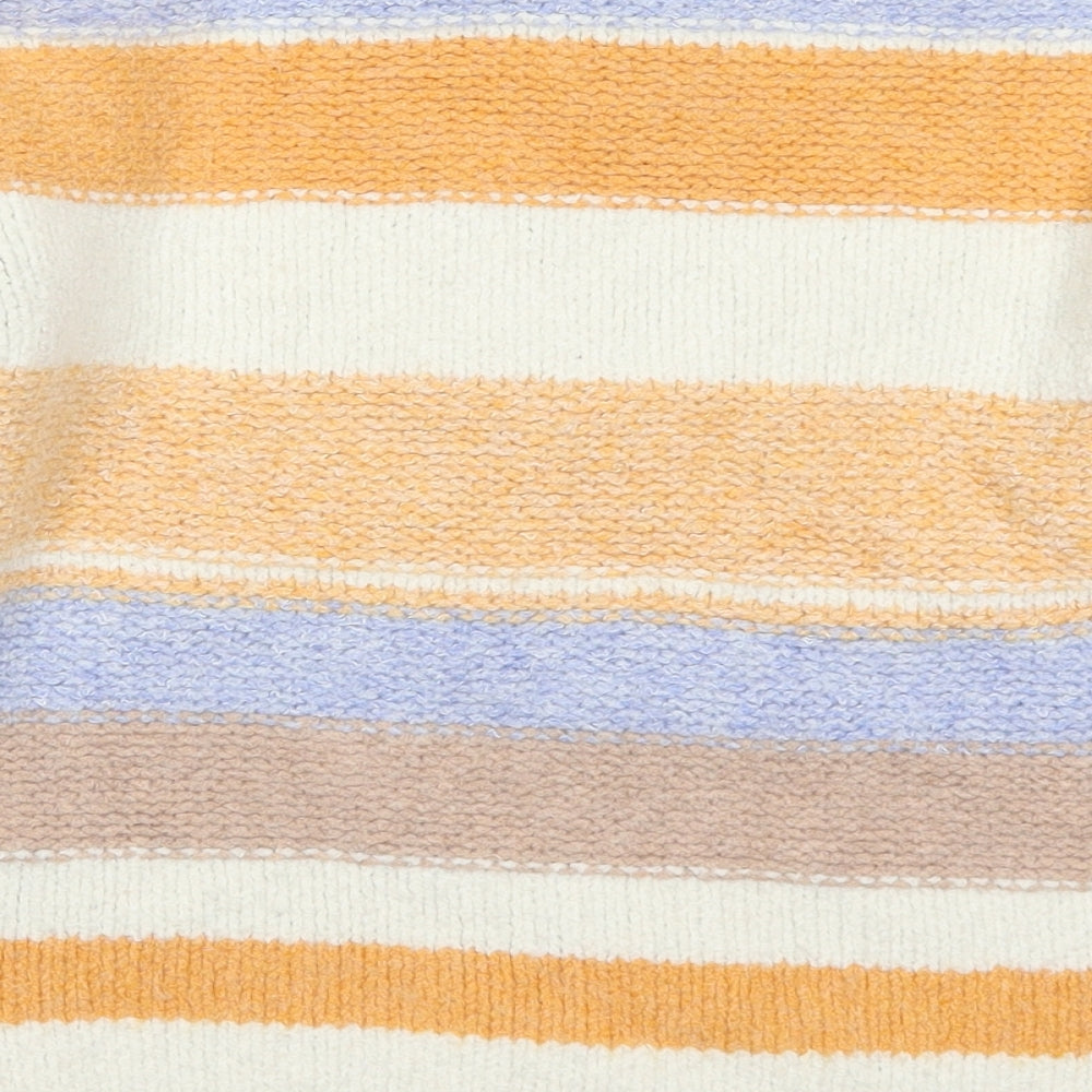 Out of the Mist Womens Orange Striped Knit Pullover Jumper Size XS