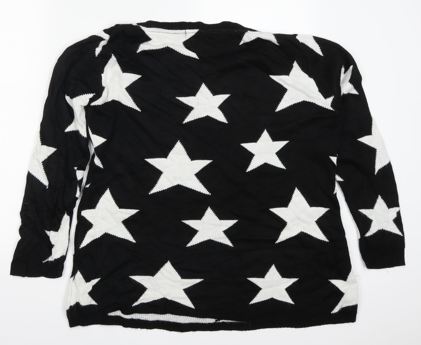 Atmosphere Womens Black Geometric  Pullover Jumper Size 12  - Stars