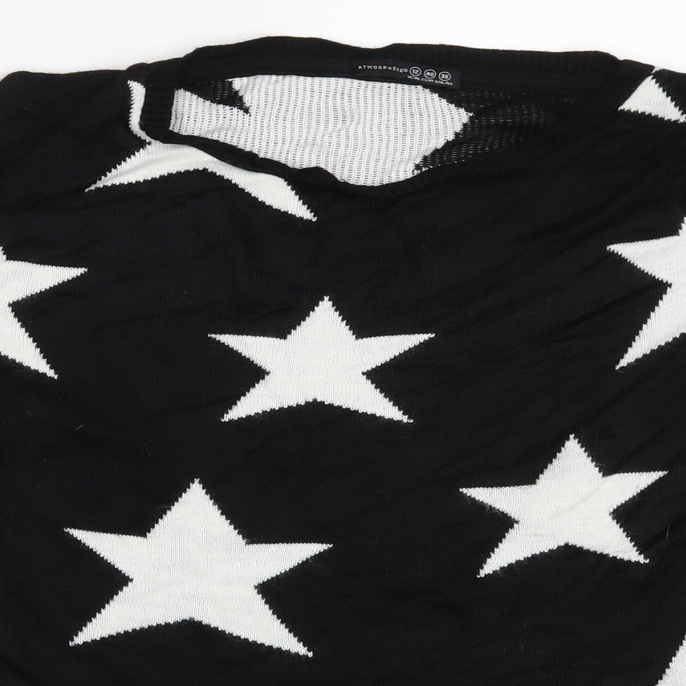 Atmosphere Womens Black Geometric  Pullover Jumper Size 12  - Stars