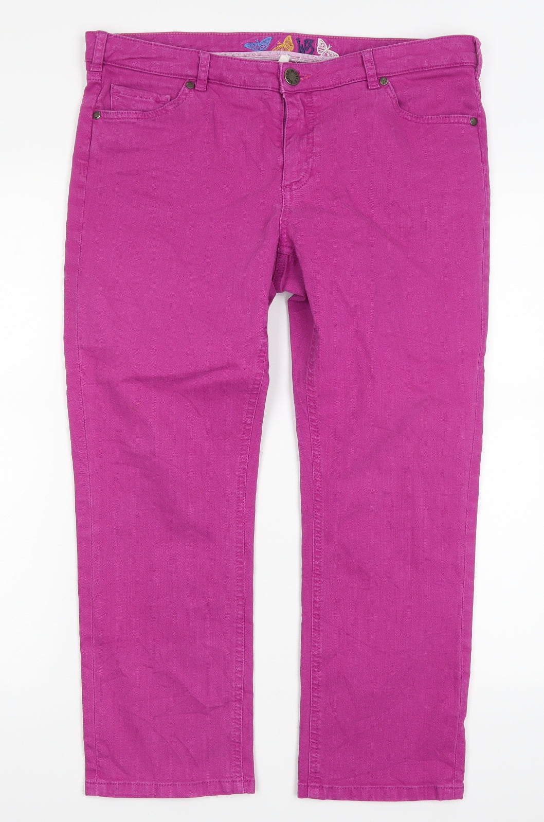 White Stuff Womens Pink  Denim Cropped Jeans Size 14 L24 in