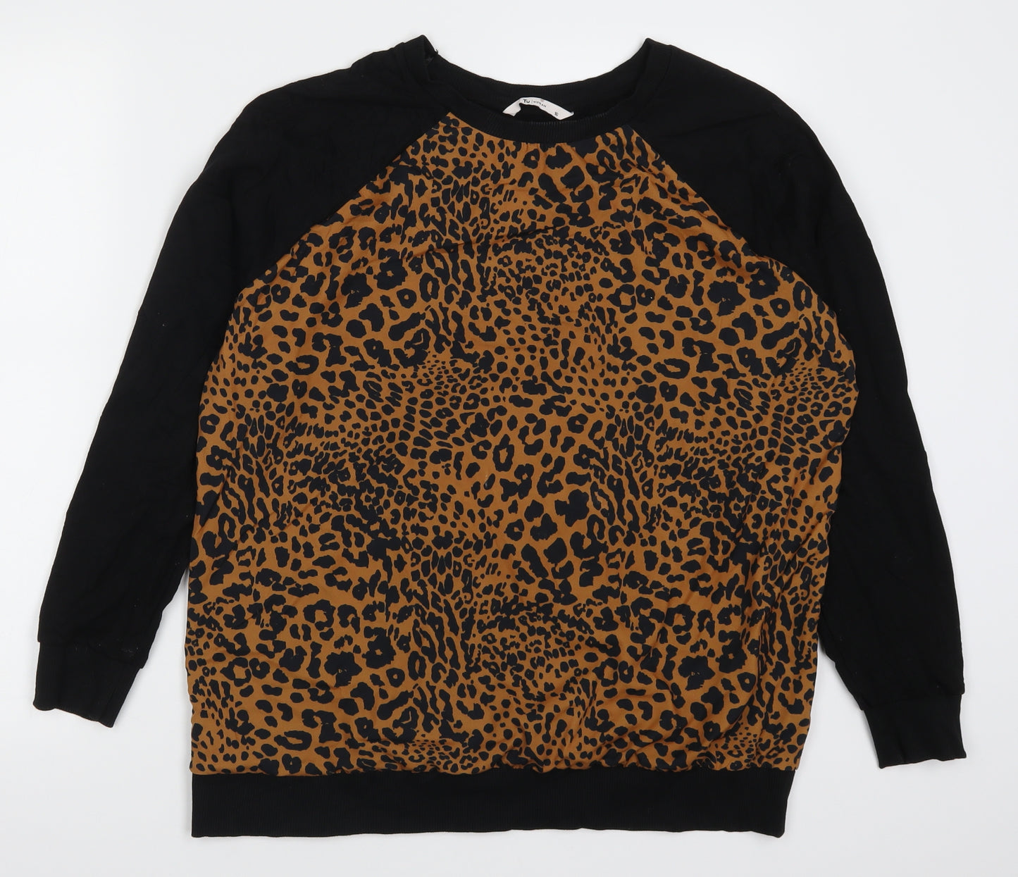 TU Womens Black Animal Print  Pullover Sweatshirt Size 16  - Brown