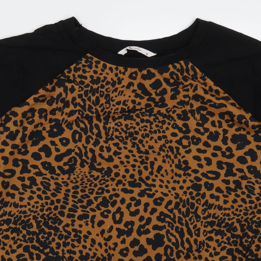 TU Womens Black Animal Print  Pullover Sweatshirt Size 16  - Brown
