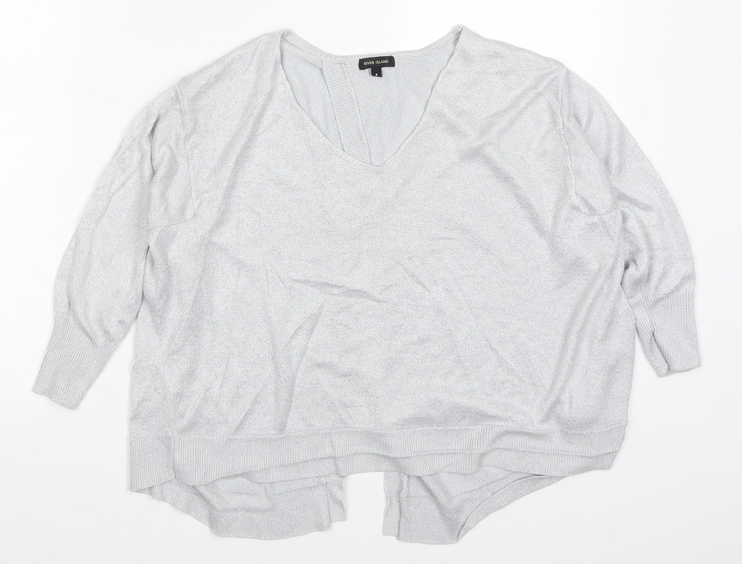 River Island Womens Silver   Pullover Jumper Size 8  - Open Back
