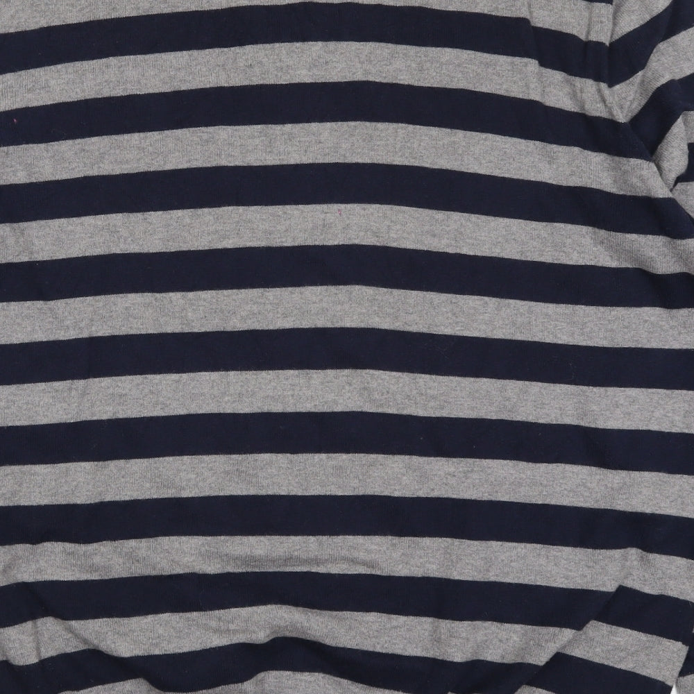 John Lewis Mens Blue Striped Knit Pullover Jumper Size L