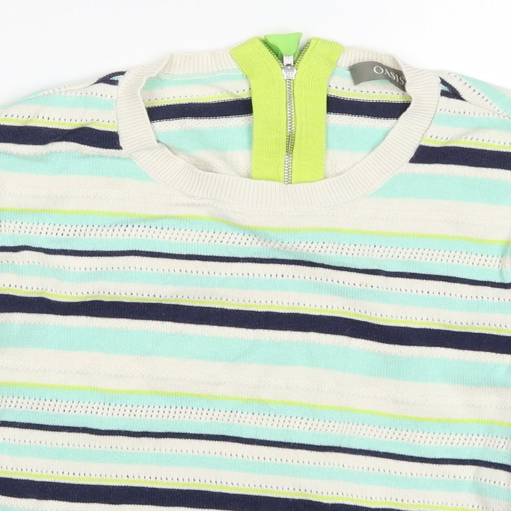 Oasis Womens Blue Striped  Pullover Jumper Size S