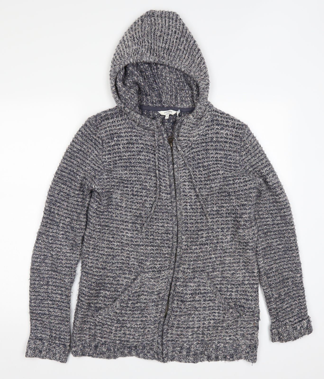 Fat Face Womens Blue  Knit Full Zip Hoodie Size 10