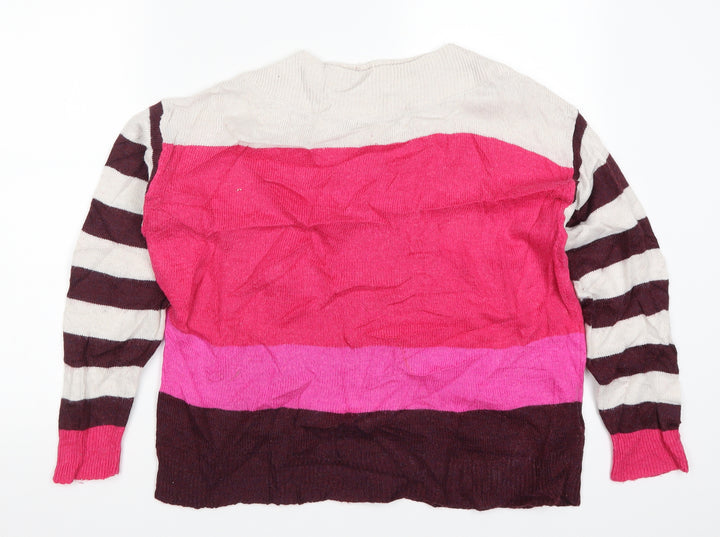 Roman Womens Pink Striped  Pullover Jumper Size 12