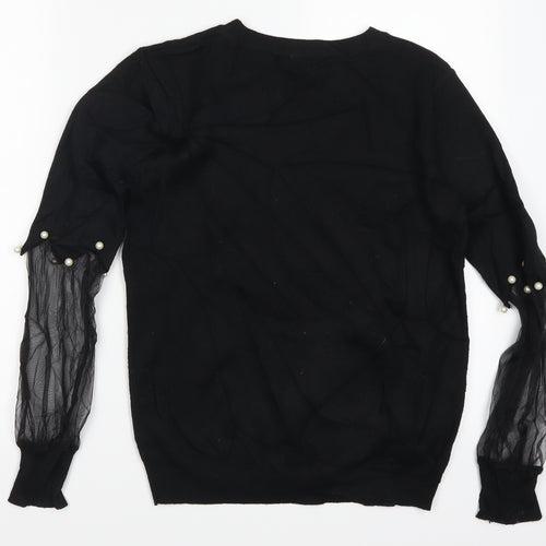 Lamer & Co Mens Black   Pullover Jumper Size S  - Sheer Sleeves