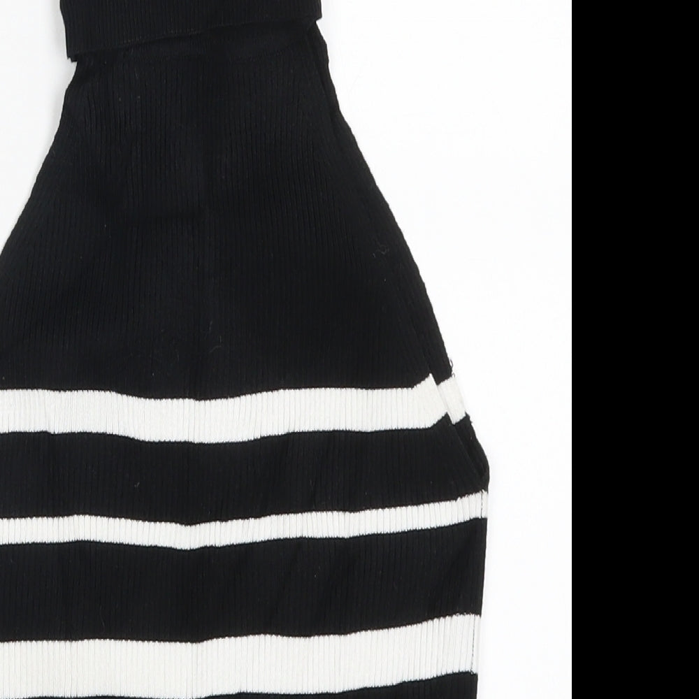 Zara Womens Black Striped  Vest Jumper Size S