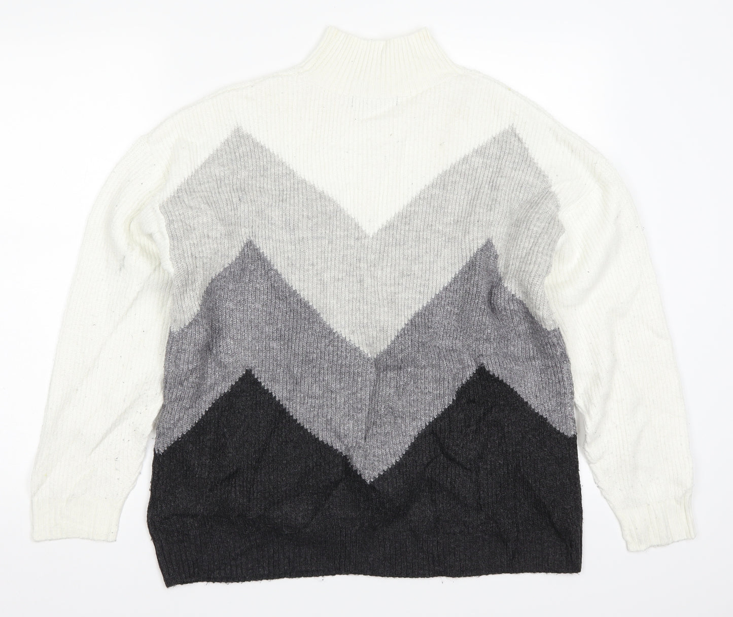 Marks and Spencer Womens Grey Geometric Knit Pullover Jumper Size 14  - Zig Zag