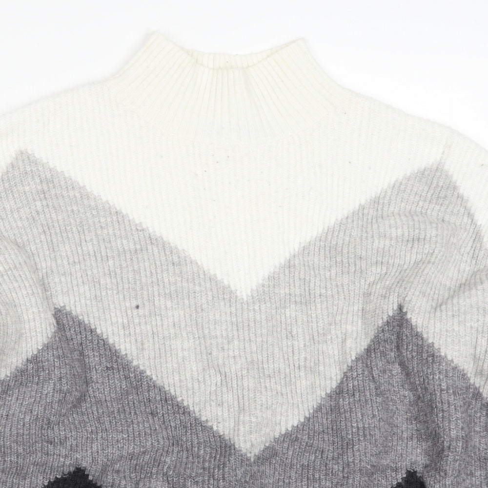 Marks and Spencer Womens Grey Geometric Knit Pullover Jumper Size 14  - Zig Zag