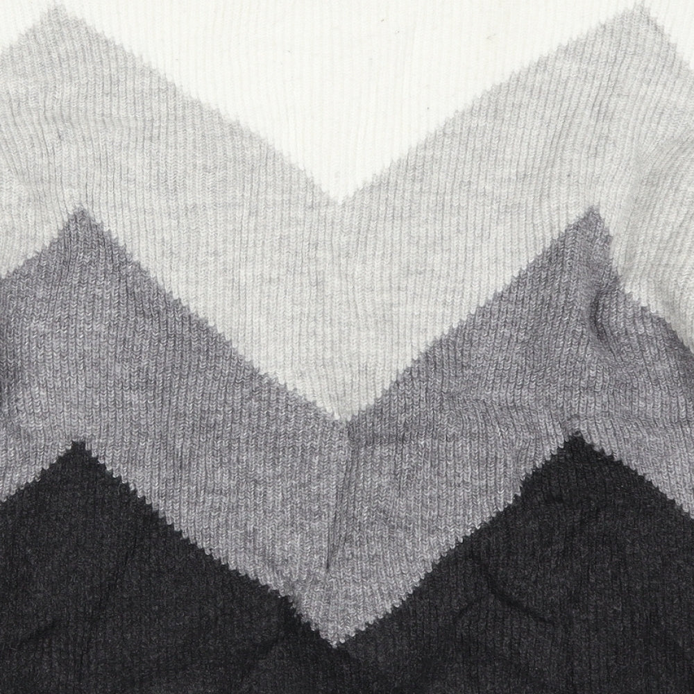 Marks and Spencer Womens Grey Geometric Knit Pullover Jumper Size 14  - Zig Zag