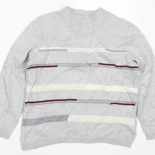 Preworn Womens Grey Striped  Pullover Jumper Size 16