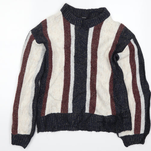VERO MODA Womens Blue Striped Knit Pullover Jumper Size M