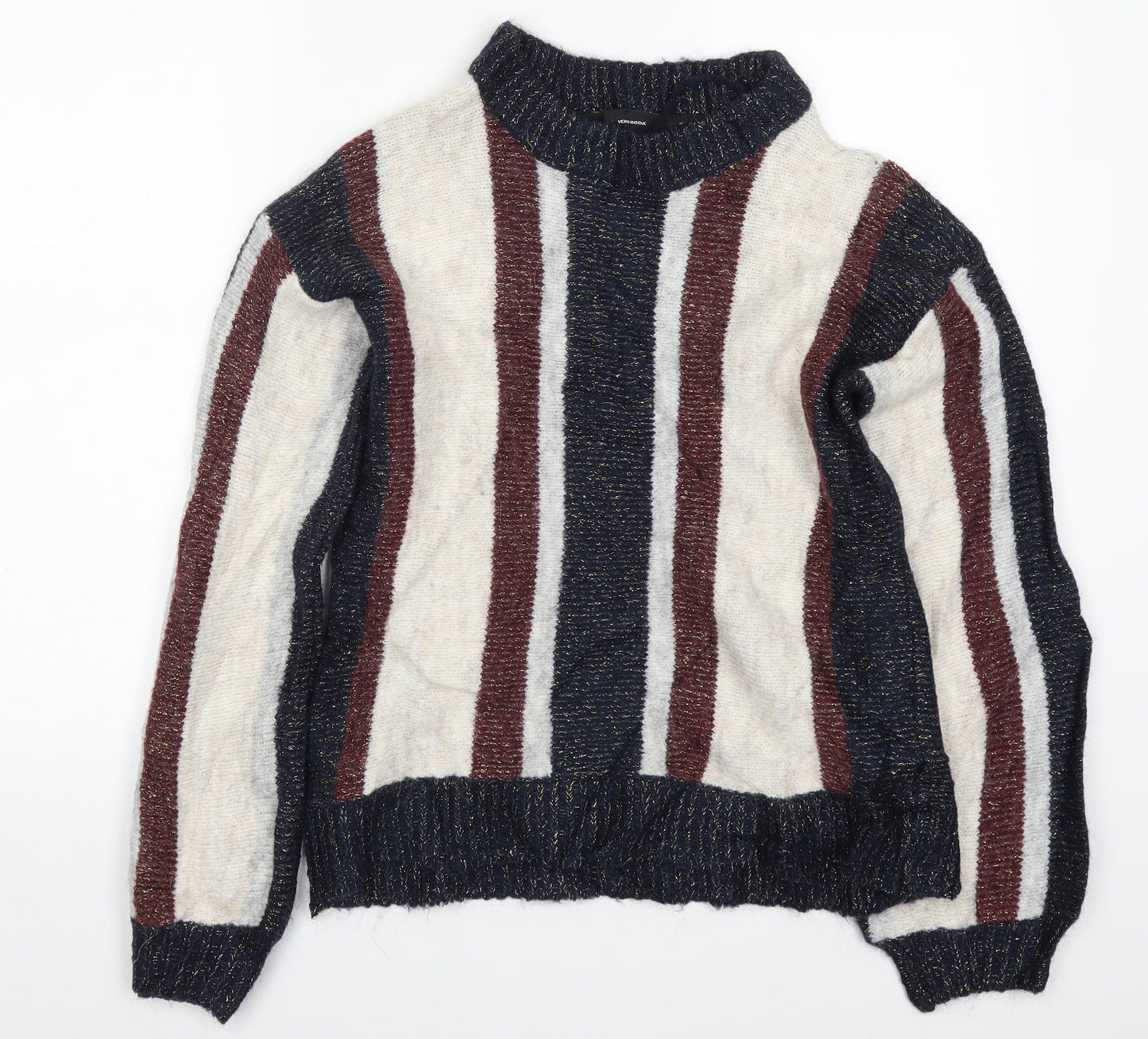 VERO MODA Womens Blue Striped Knit Pullover Jumper Size M