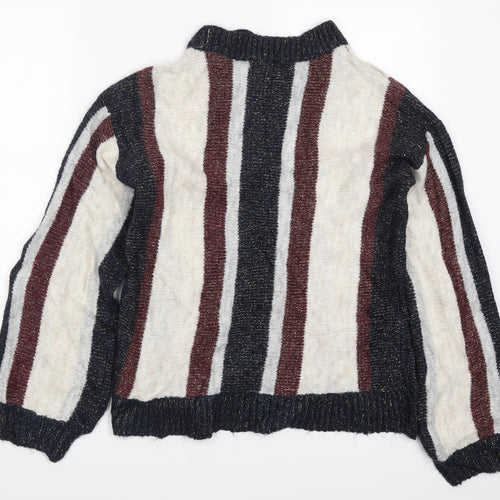 VERO MODA Womens Blue Striped Knit Pullover Jumper Size M