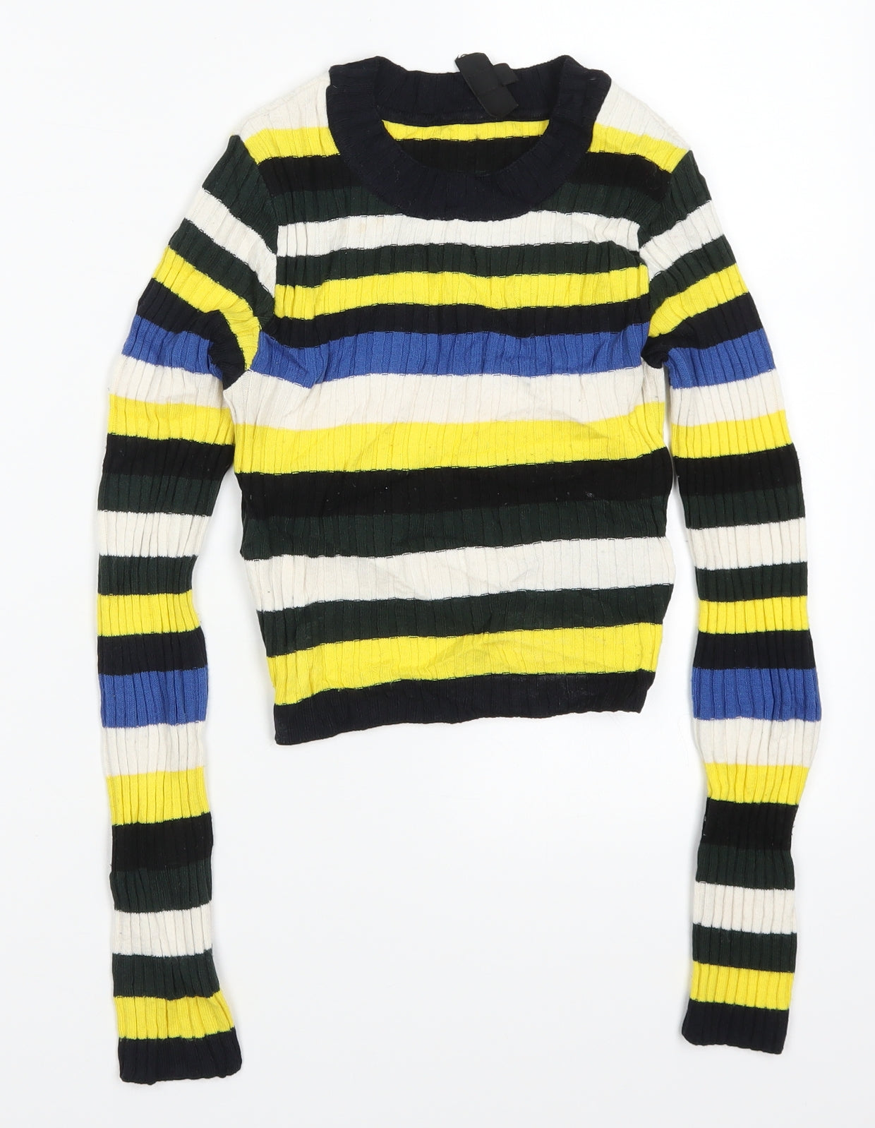 Topshop Womens Yellow Striped  Pullover Jumper Size 6