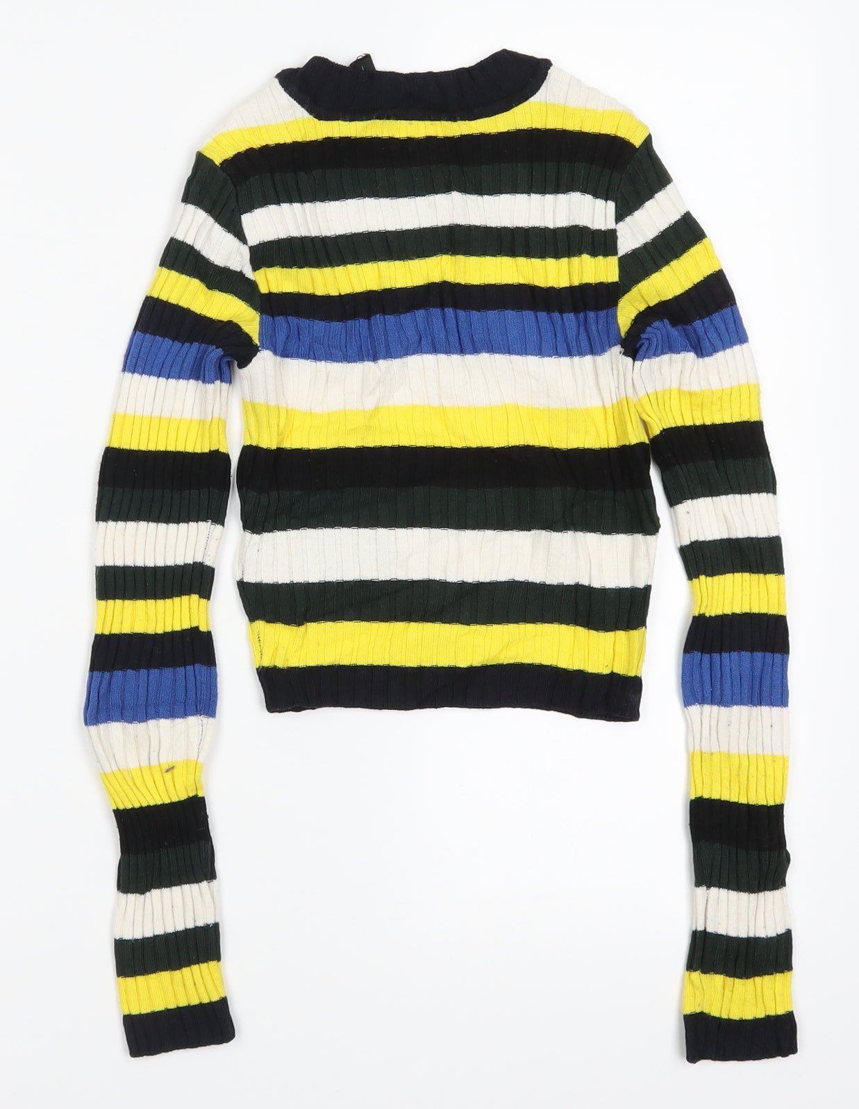 Topshop Womens Yellow Striped  Pullover Jumper Size 6
