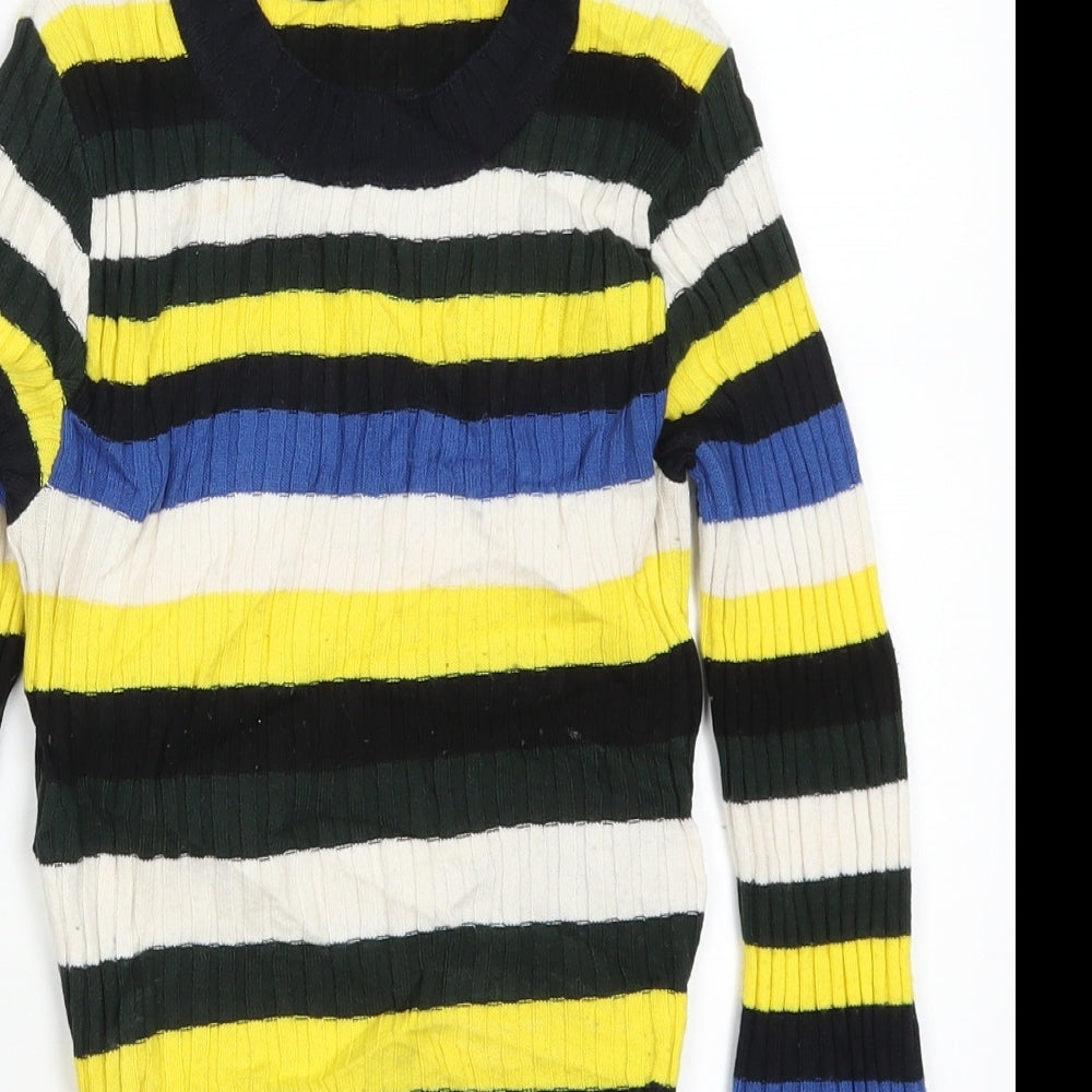 Topshop Womens Yellow Striped  Pullover Jumper Size 6