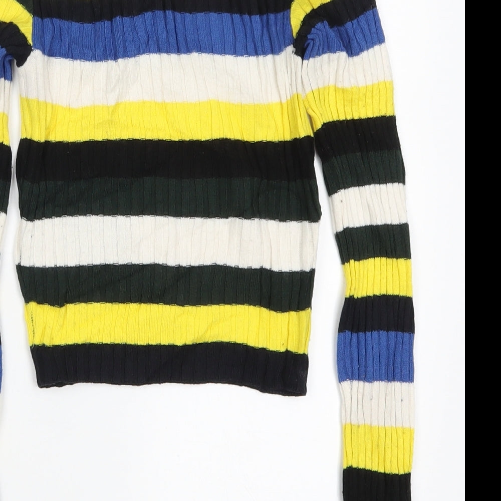 Topshop Womens Yellow Striped  Pullover Jumper Size 6