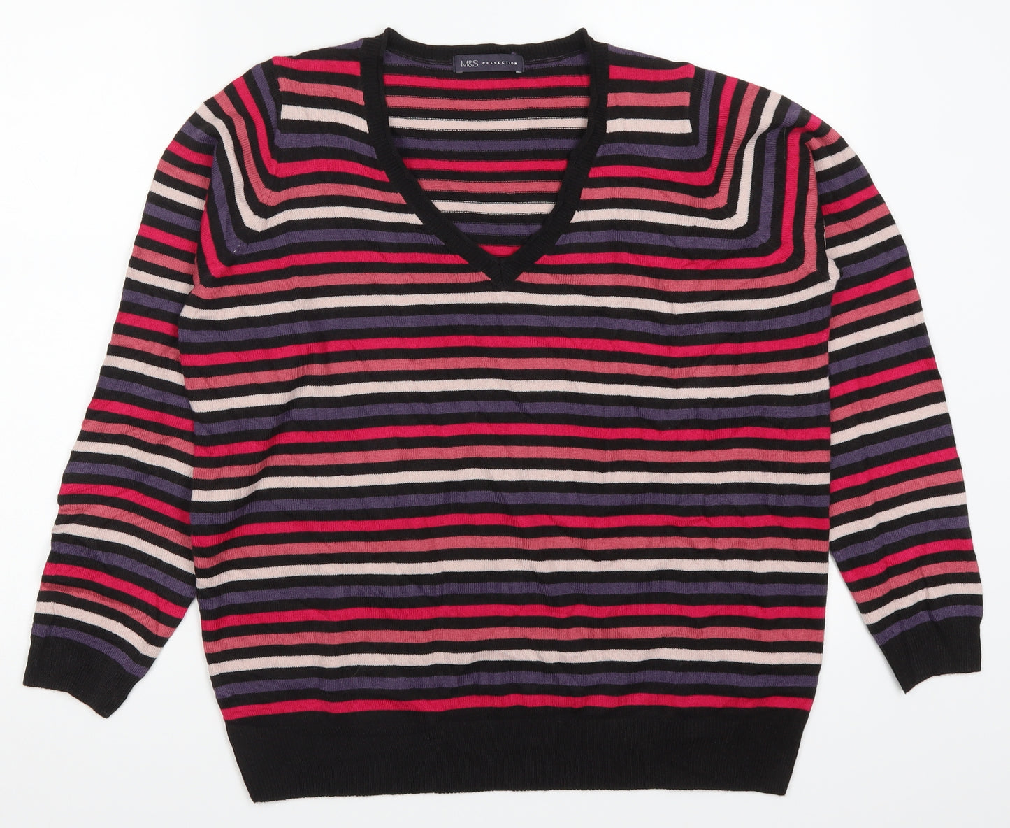 Marks and Spencer Womens Pink Striped  Pullover Jumper Size 18