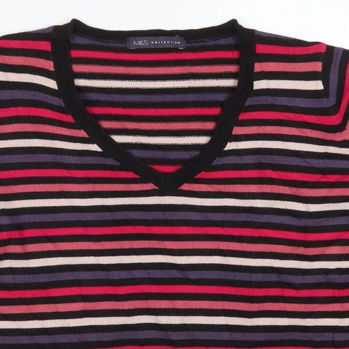 Marks and Spencer Womens Pink Striped  Pullover Jumper Size 18