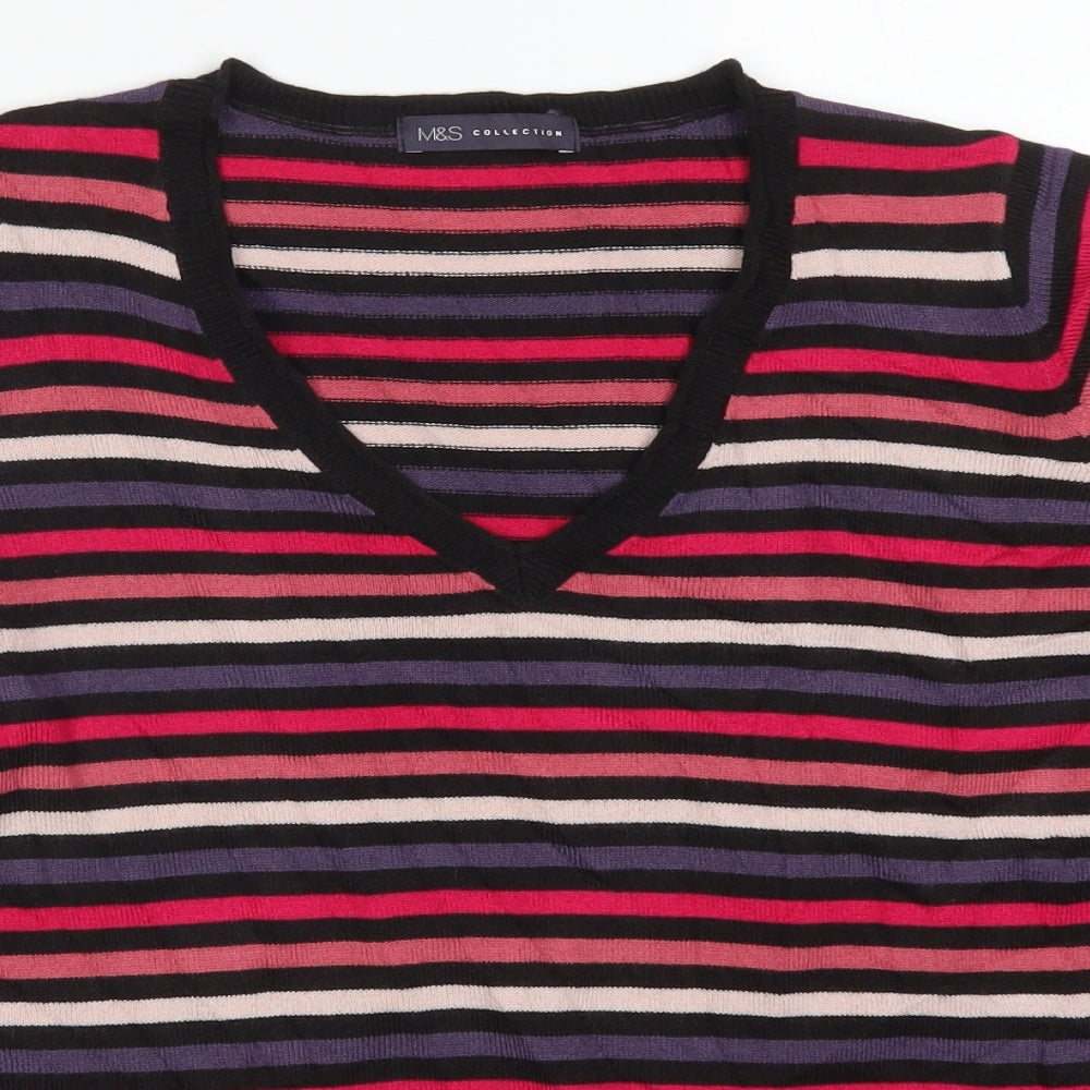 Marks and Spencer Womens Pink Striped  Pullover Jumper Size 18