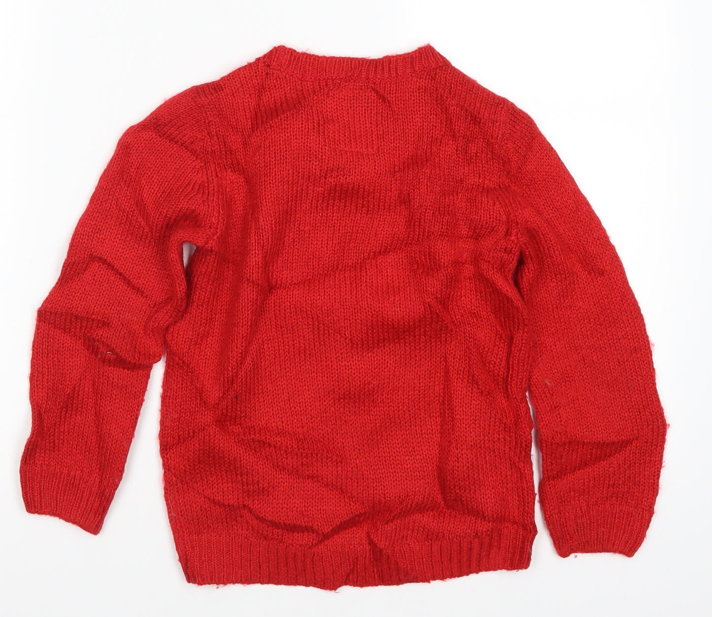 TU Girls Red  Knit Pullover Jumper Size 6 Years  - Christmas Penguin