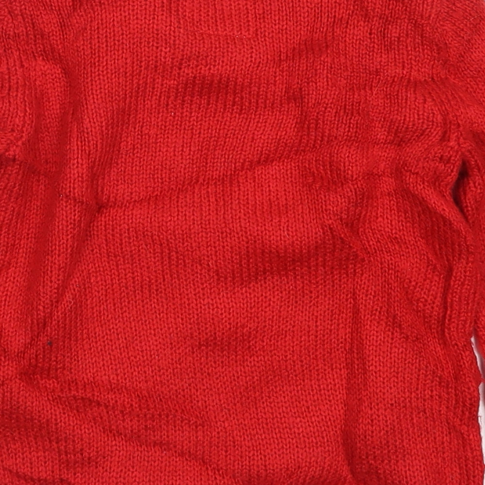 TU Girls Red  Knit Pullover Jumper Size 6 Years  - Christmas Penguin