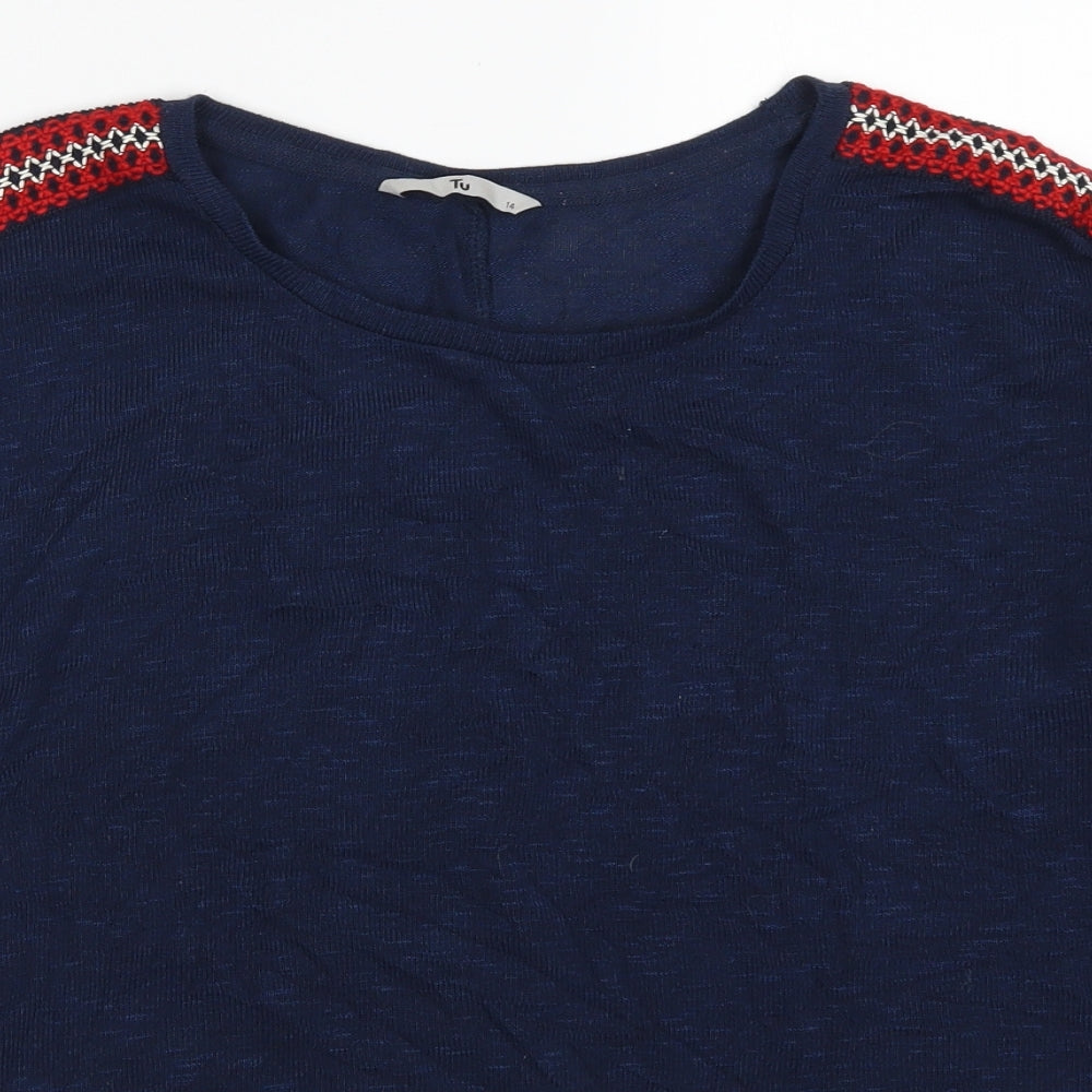 TU Womens Blue   Basic T-Shirt Size 14  - Red