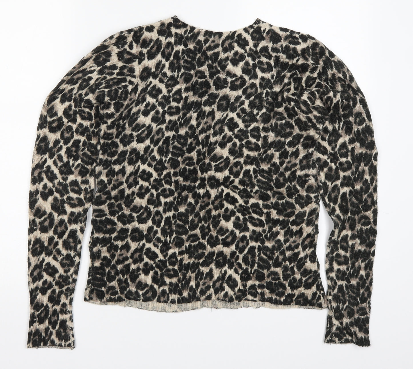 Oasis Womens Brown Animal Print  Pullover Jumper Size S