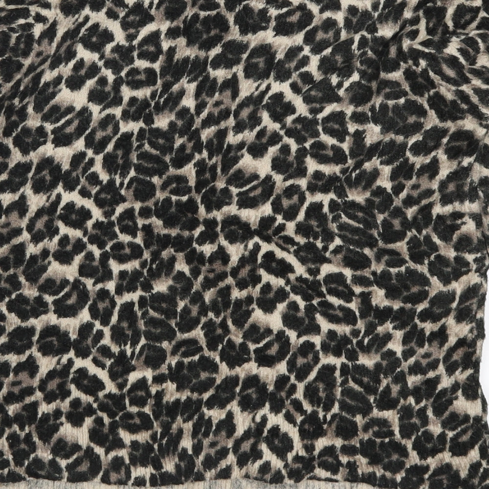 Oasis Womens Brown Animal Print  Pullover Jumper Size S