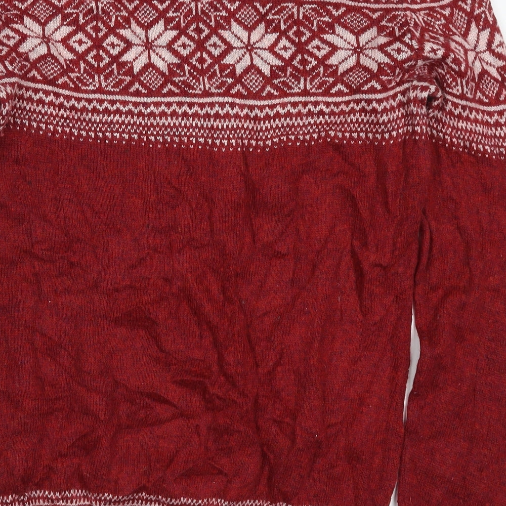 TU Mens Red Fair Isle  Pullover Jumper Size S